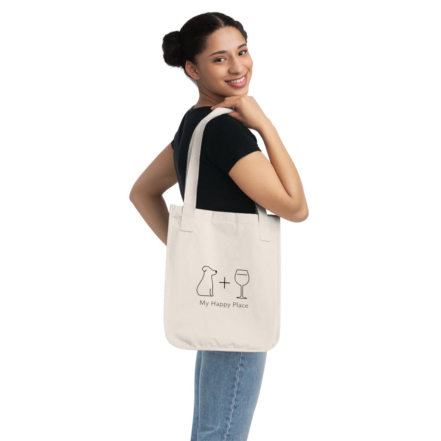 My Happy Place Organic Canvas Tote Bag - Pet Lovers Everyday Carry