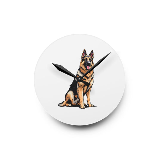 German Shepherd Acrylic Wall Clock - Pet Lover Home Décor