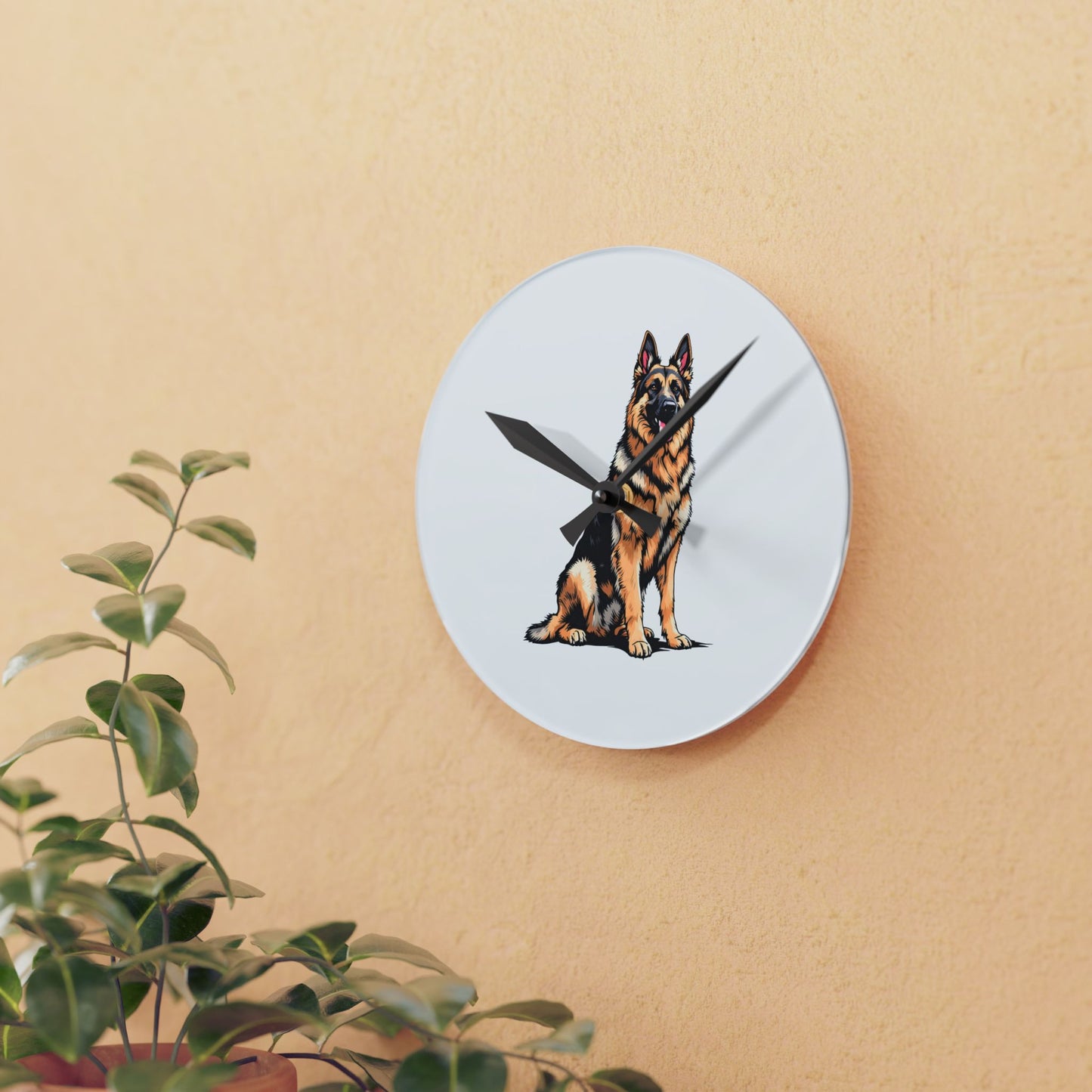 German Shepherd Acrylic Wall Clock - Pet Lover Home Décor