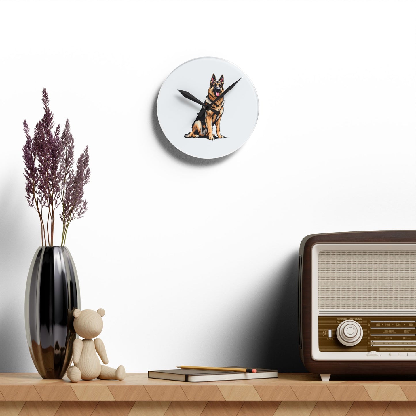 German Shepherd Acrylic Wall Clock - Pet Lover Home Décor