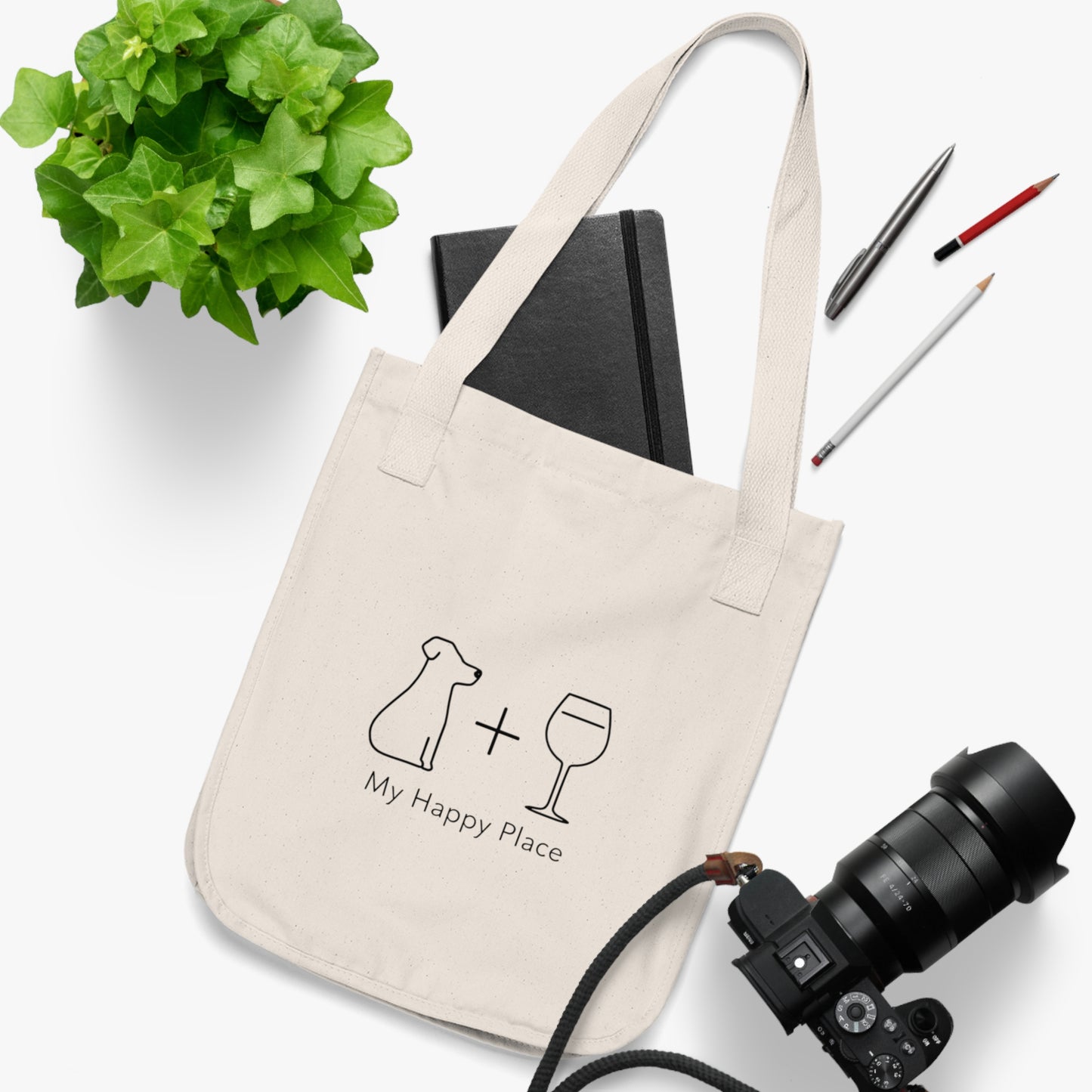 My Happy Place Organic Canvas Tote Bag - Pet Lovers Everyday Carry